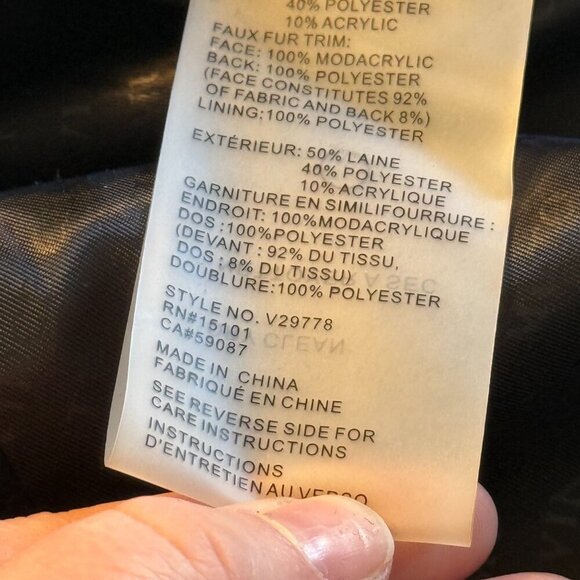 Vince Camuto Military Plaid Faux Fur Collar Size Large - Picture 9 of 11